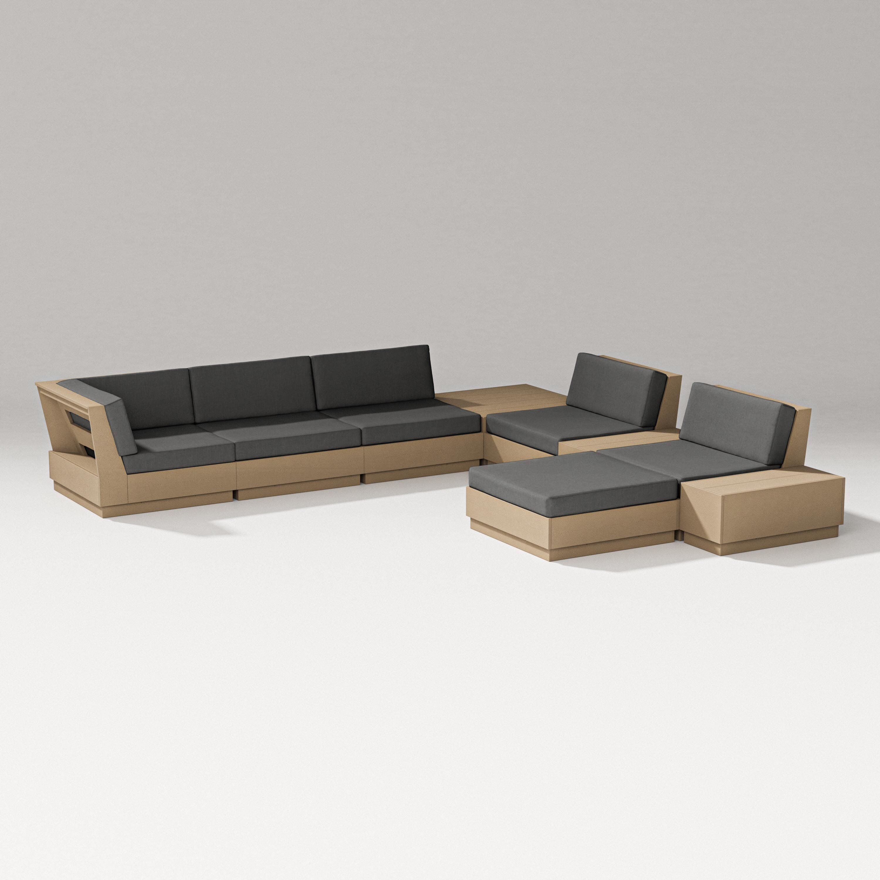 PW Designer Series Elevate 9-Piece Conversation Sectional in Vintage Sahara / Spectrum Carbon