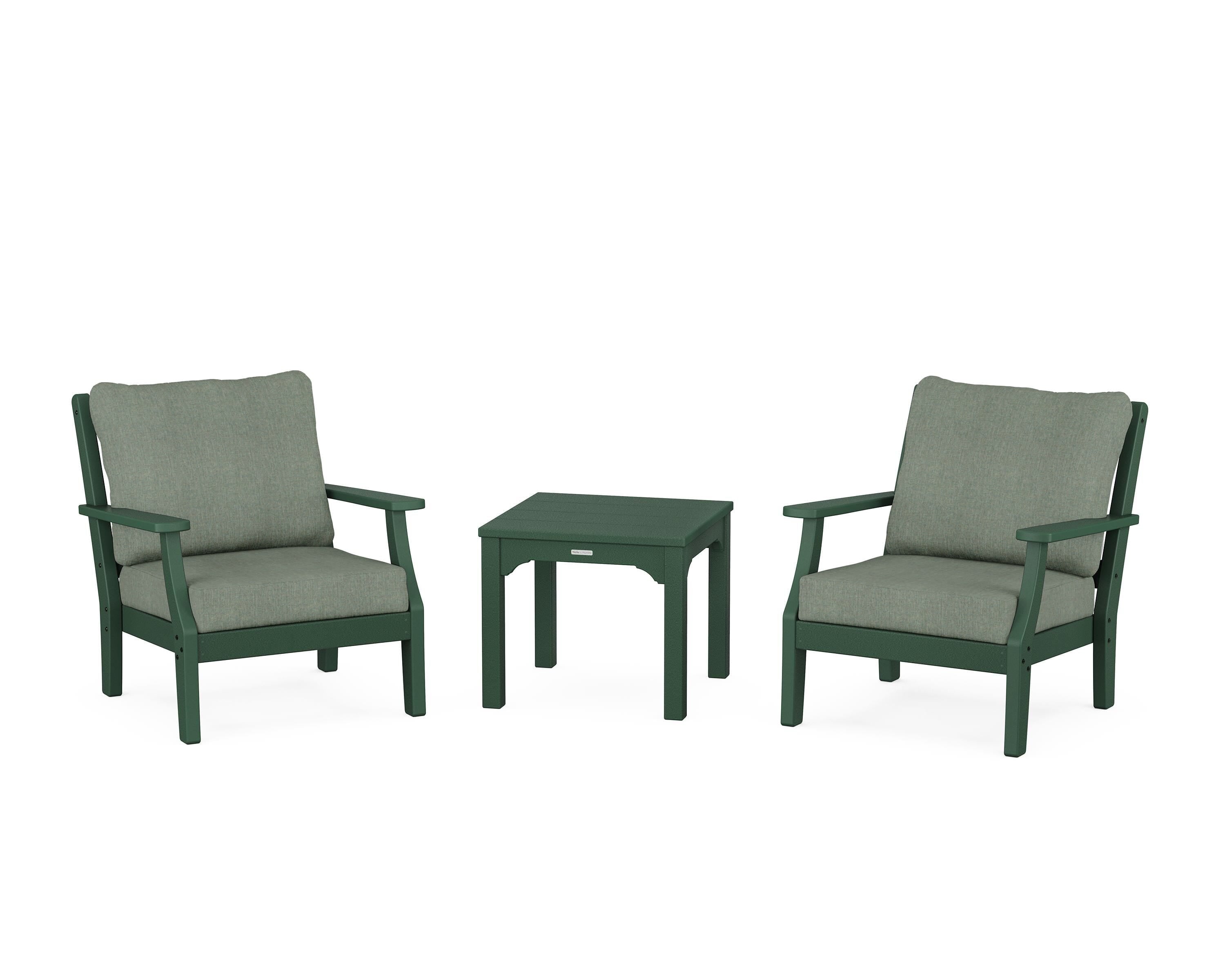 Martha Stewart by POLYWOOD® Chinoiserie 3-Piece Deep Seating Set in Green / Cast Sage