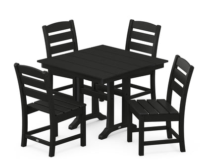POLYWOOD® Lakeside 5-Piece Farmhouse Trestle Side Chair Dining Set in Black