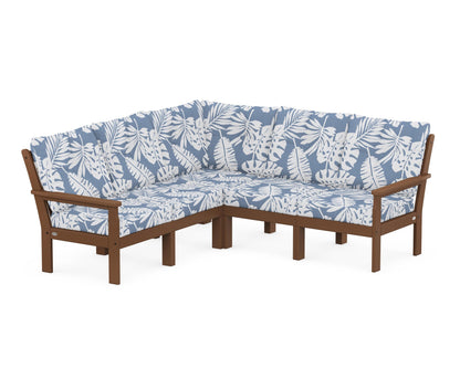 POLYWOOD® Vineyard 5-Piece Sectional in Teak / Leaf Sky Blue