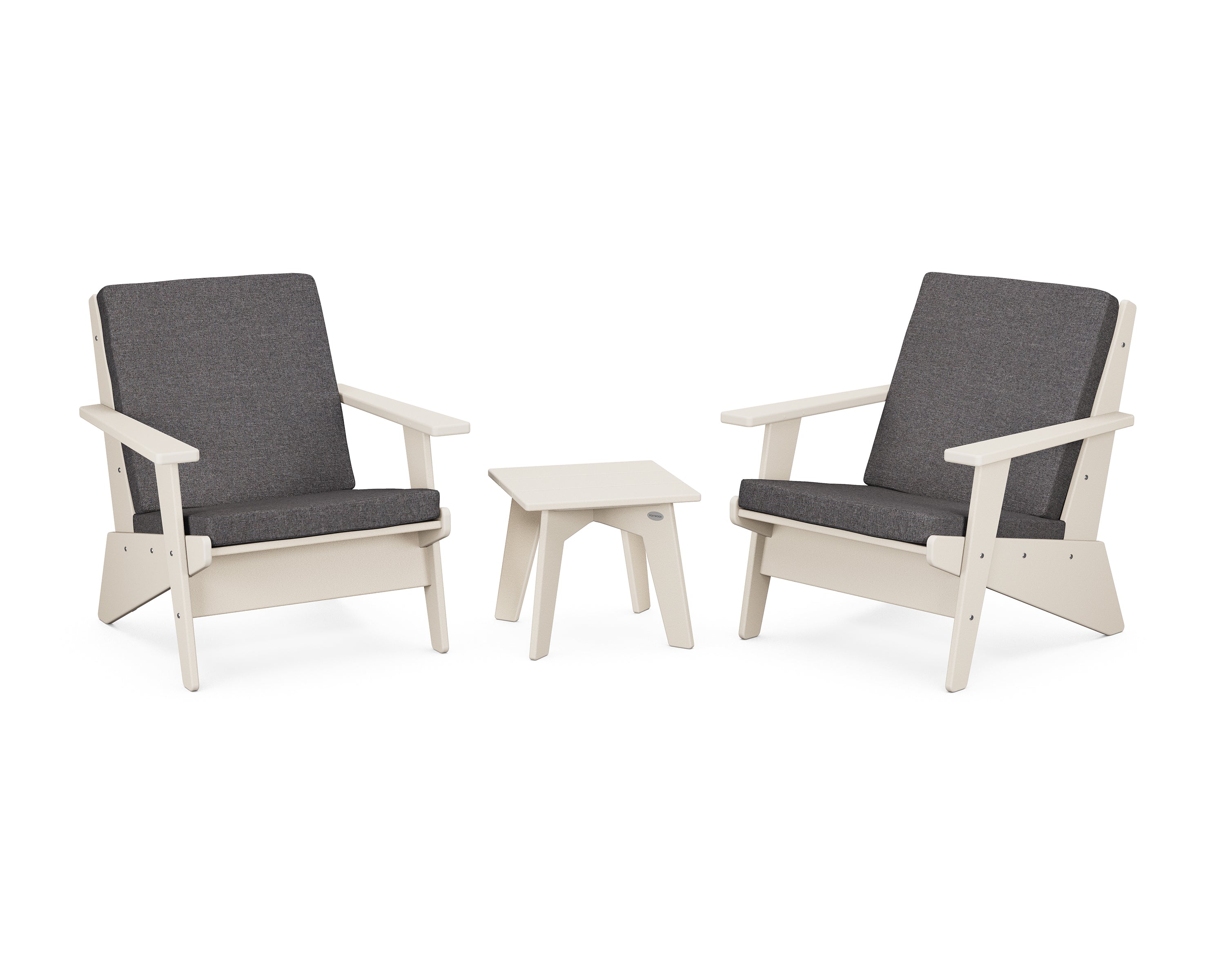 POLYWOOD® Riviera Modern Lounge 3-Piece Set in Sand / Ash Charcoal