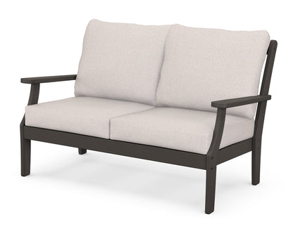 POLYWOOD® Braxton Deep Seating Loveseat in Vintage Coffee / Dune Burlap