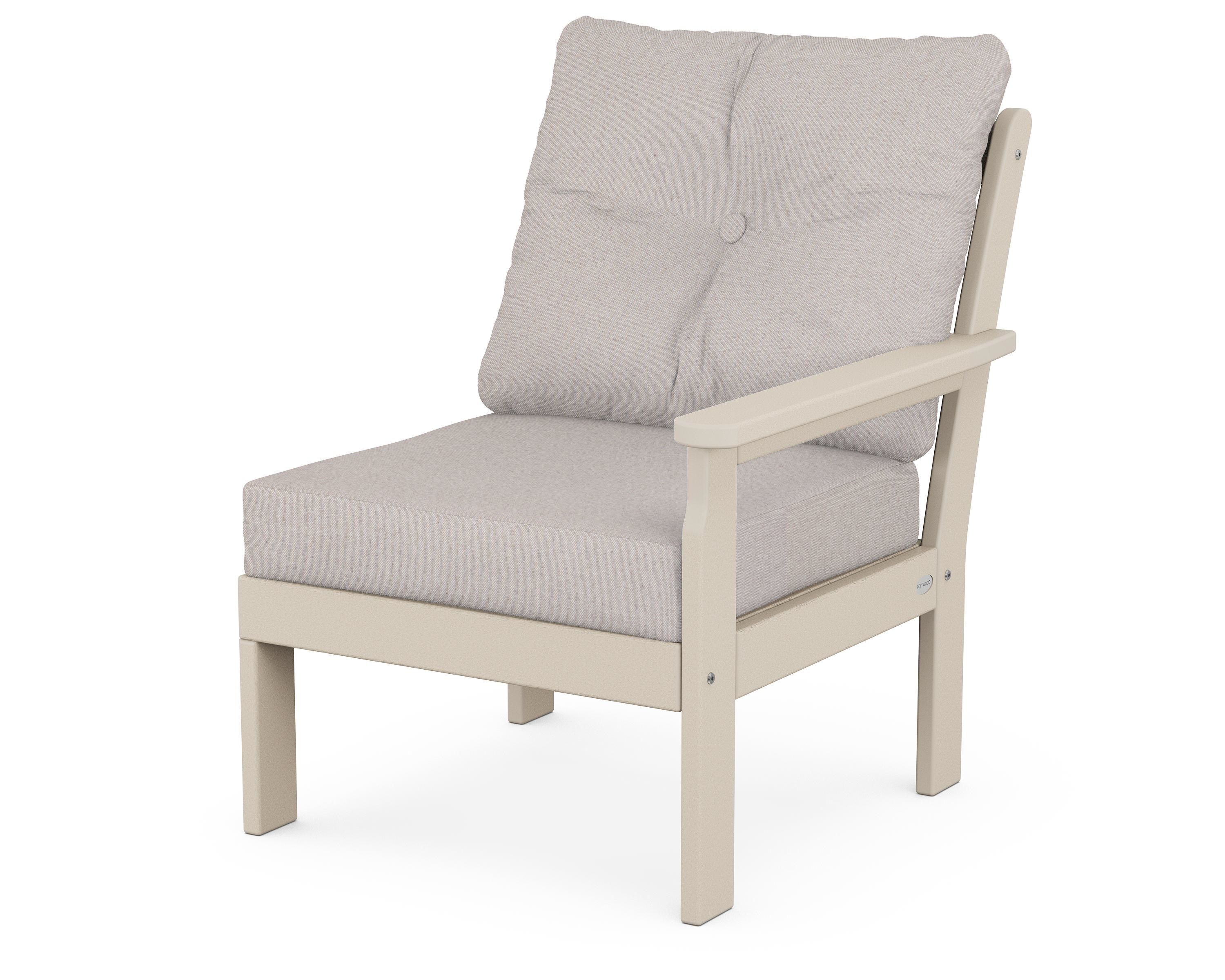 POLYWOOD® Vineyard Modular Right Arm Chair in Sand / Dune Burlap