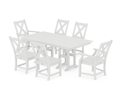 POLYWOOD® Braxton 7-Piece Farmhouse Dining Set in White