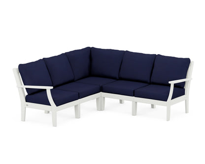 POLYWOOD® Braxton Modular 5-Piece Deep Seating Set in Vintage White / Navy