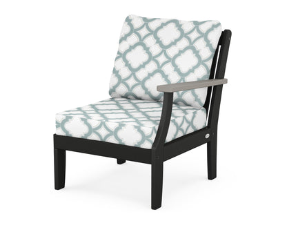 POLYWOOD® Braxton Modular Right Arm Chair in Black / Driftwood / Trellis Glacier Spa