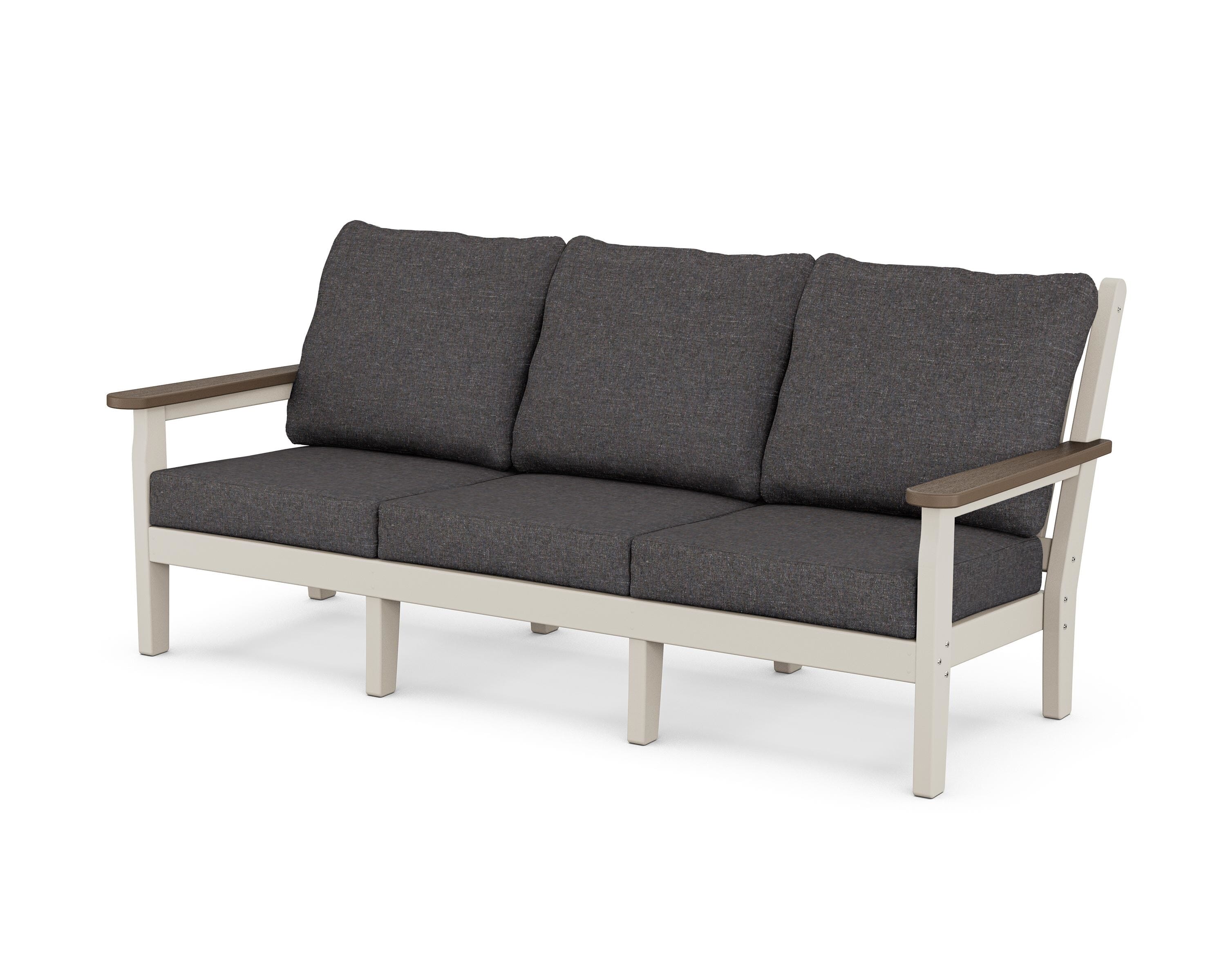 POLYWOOD® Chippendale Deep Seating Sofa in Sand / Kona / Ash Charcoal