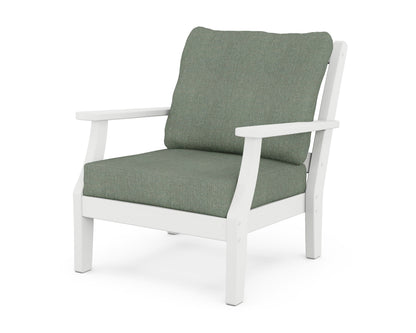 Martha Stewart by POLYWOOD® Chinoiserie Deep Seating Chair in White / Cast Sage