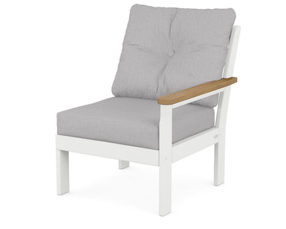 POLYWOOD® Vineyard Modular Right Arm Chair in White / Natural / Granite