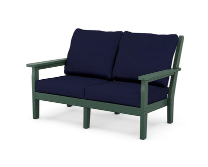POLYWOOD® Chippendale Deep Seating Loveseat in Green / Navy