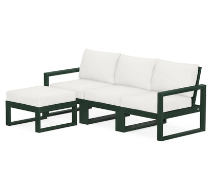 POLYWOOD® EDGE 4-Piece Modular Deep Seating Set with Ottoman in Green / Natural Linen
