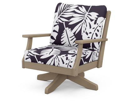POLYWOOD® Braxton Deep Seating Swivel Chair in Vintage Sahara / Leaf Navy