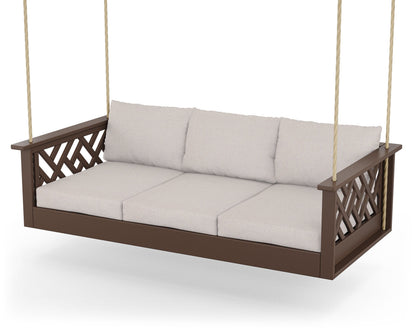 POLYWOOD® Chippendale Daybed Swing in Mahogany / Dune Burlap
