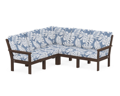 POLYWOOD® Vineyard 5-Piece Sectional in Mahogany / Leaf Sky Blue