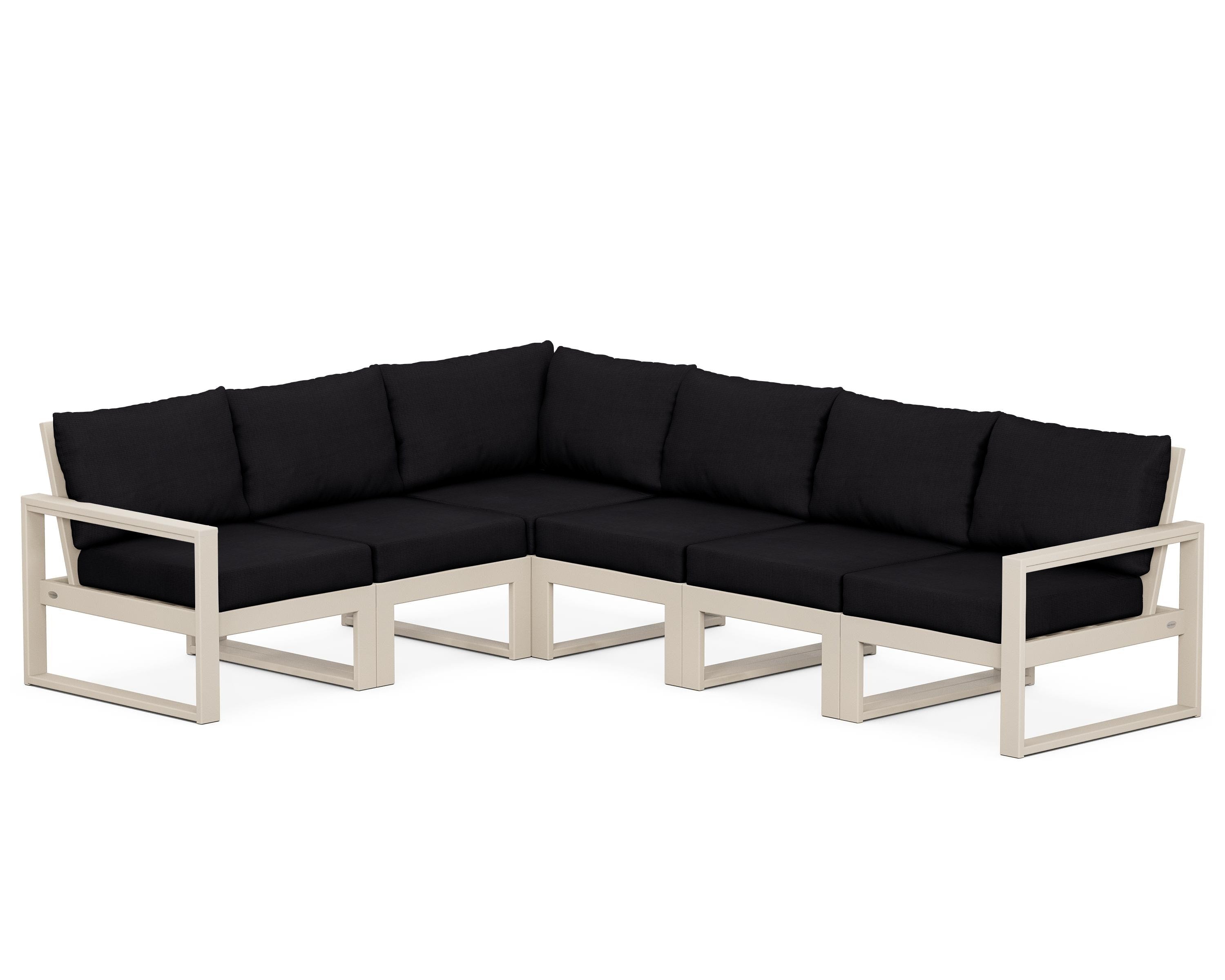 POLYWOOD® EDGE 6-Piece Modular Deep Seating Set in Sand / Midnight Linen