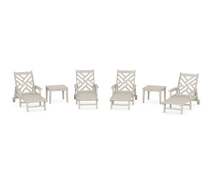 POLYWOOD® Chippendale 6-Piece Chaise Set with Arms and Wheels in Sand