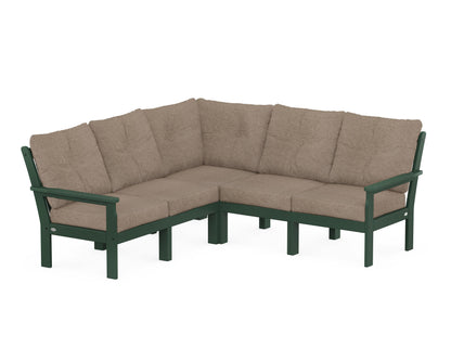 POLYWOOD® Vineyard 5-Piece Sectional in Green / Spiced Burlap