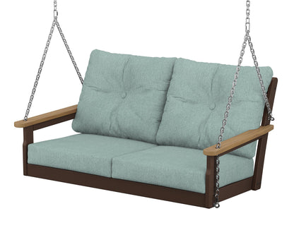 POLYWOOD® Vineyard Deep Seating Swing in Mahogany / Natural / Glacier Spa
