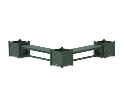 POLYWOOD® 60" Nautical L- Shaped Planter Bench Corner Set - Large in Green