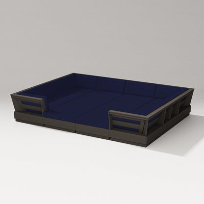 PW Designer Series Elevate 12-Piece Pit Sectional in Vintage Coffee / Navy