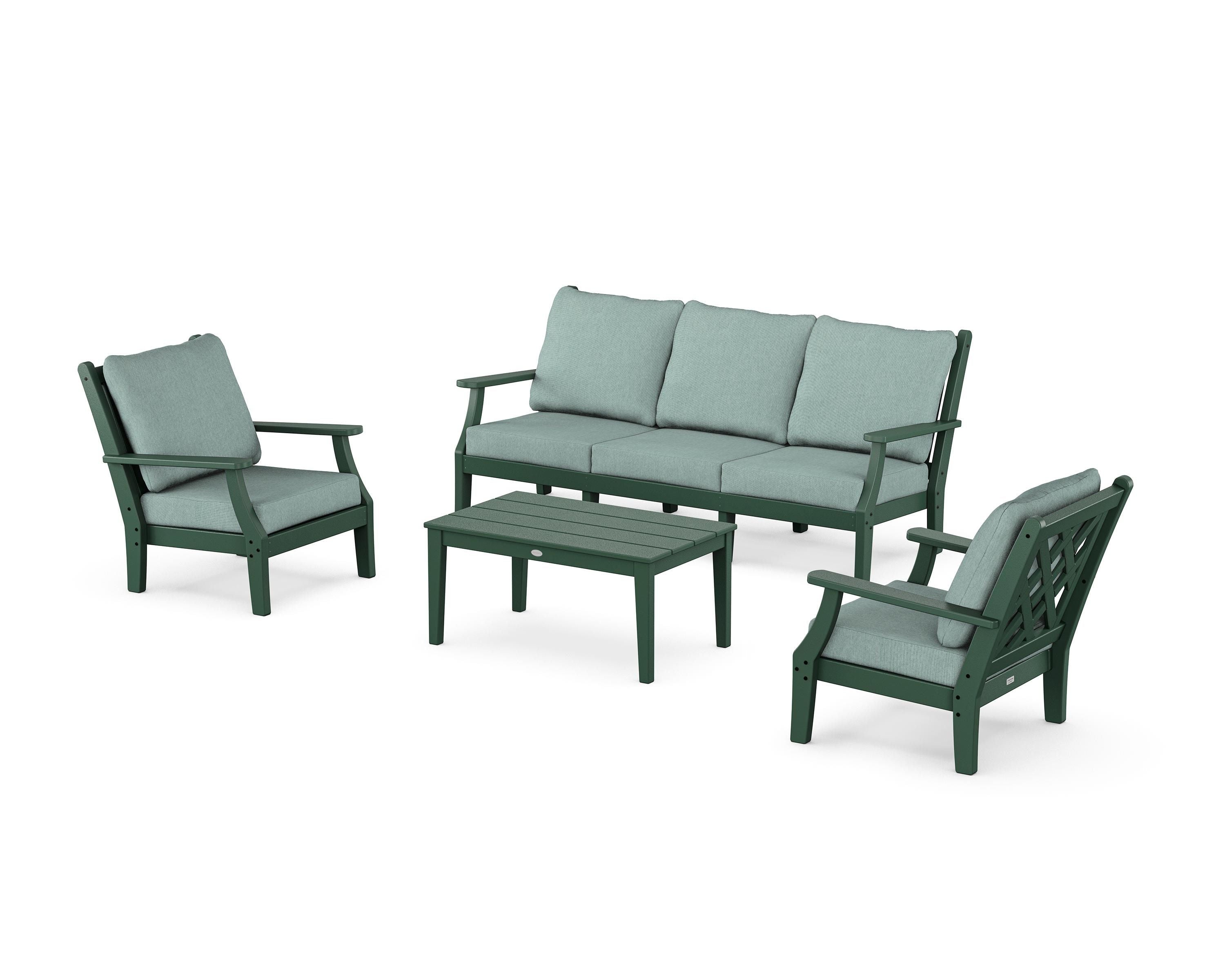 Country Living Wovendale 4-Piece Deep Seating Set with Sofa in Green / Glacier Spa