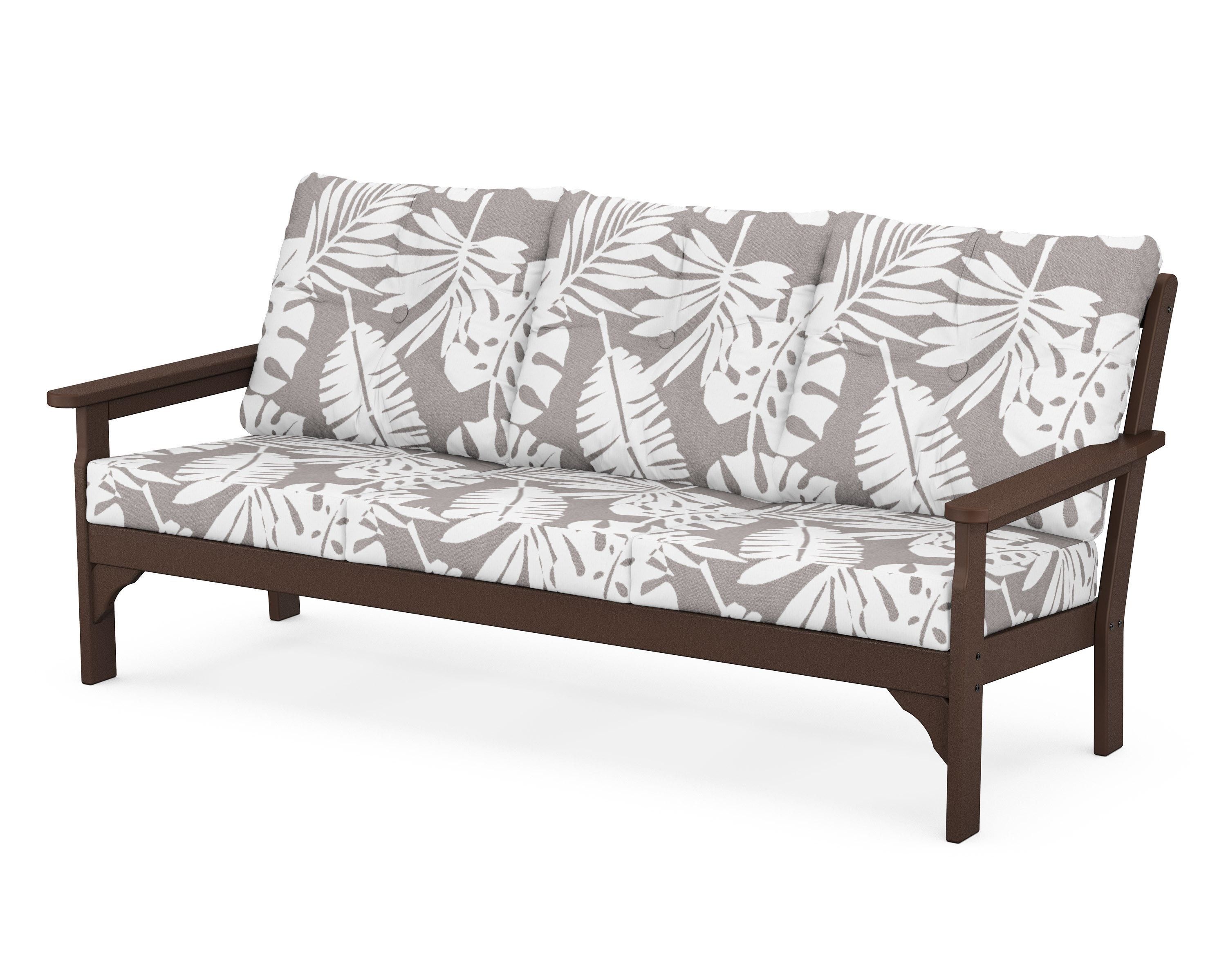 POLYWOOD® Vineyard Deep Seating Sofa in Mahogany / Leaf Grey Mist