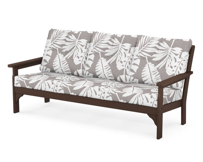 POLYWOOD® Vineyard Deep Seating Sofa in Mahogany / Leaf Grey Mist