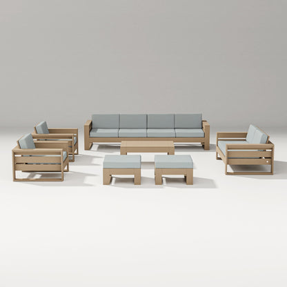 PW Designer Series Latitude 8-Piece Lounge Sofa Set in Vintage Sahara / Spa