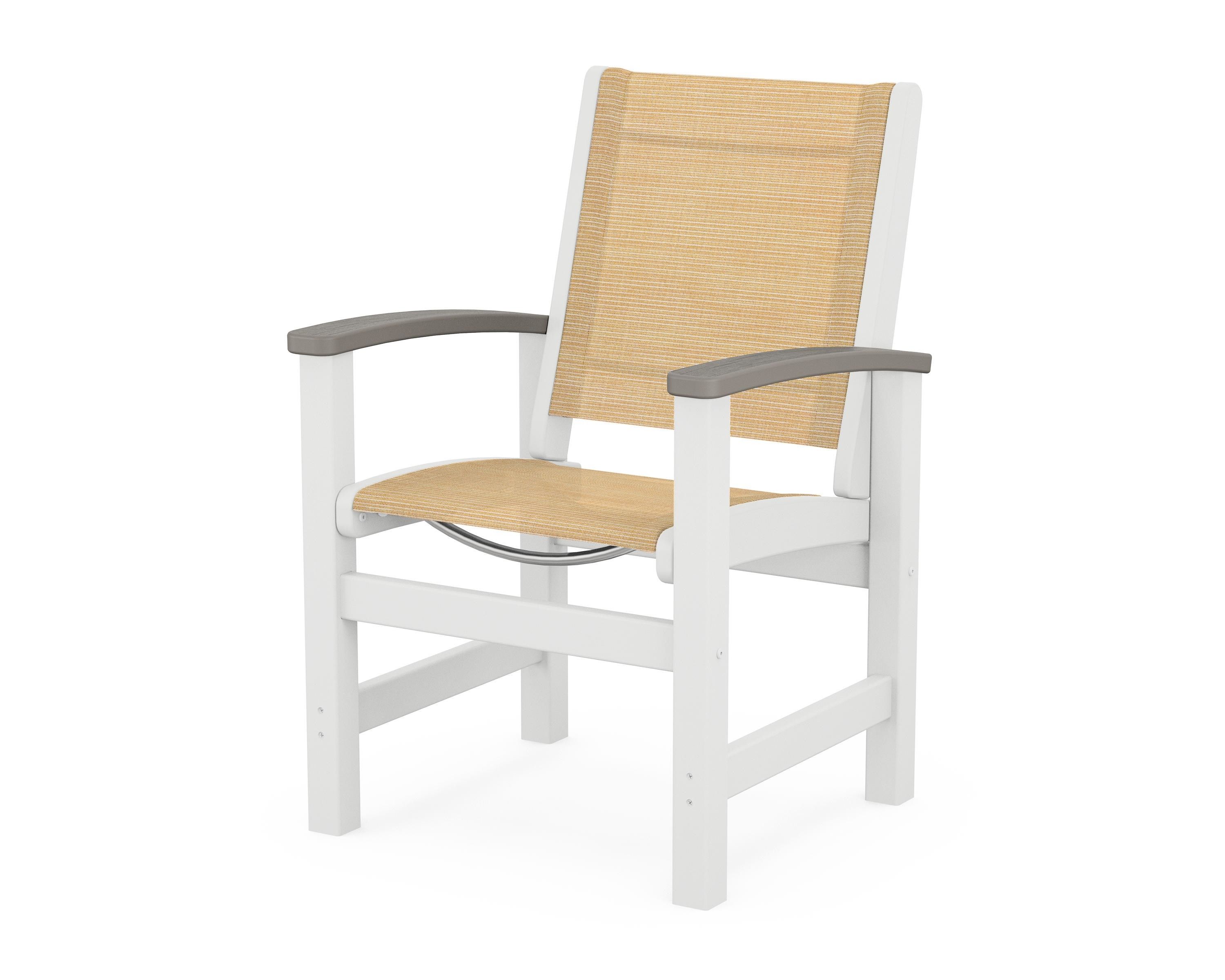 POLYWOOD® Coastal Dining Chair in White / Driftwood / Dupioni Apricot Sling