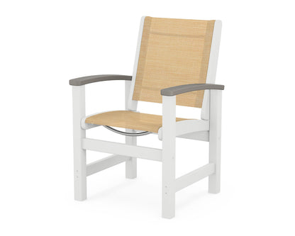 POLYWOOD® Coastal Dining Chair in White / Driftwood / Dupioni Apricot Sling