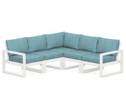 POLYWOOD® EDGE 5-Piece Modular Deep Seating Set in White / Lattice Sky Blue
