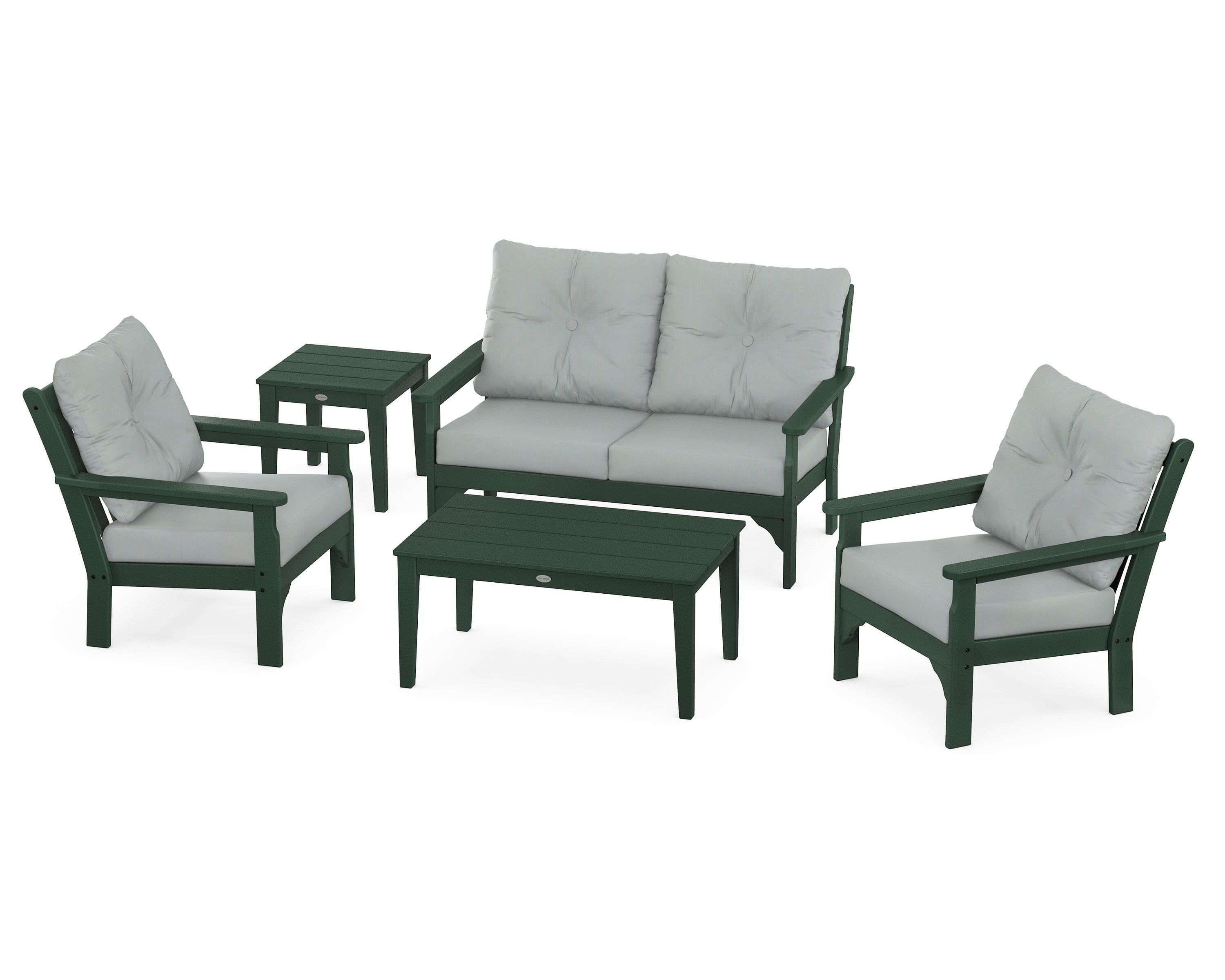 POLYWOOD® Vineyard 5-Piece Deep Seating Set in Green / Spa