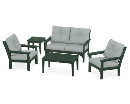 POLYWOOD® Vineyard 5-Piece Deep Seating Set in Green / Spa