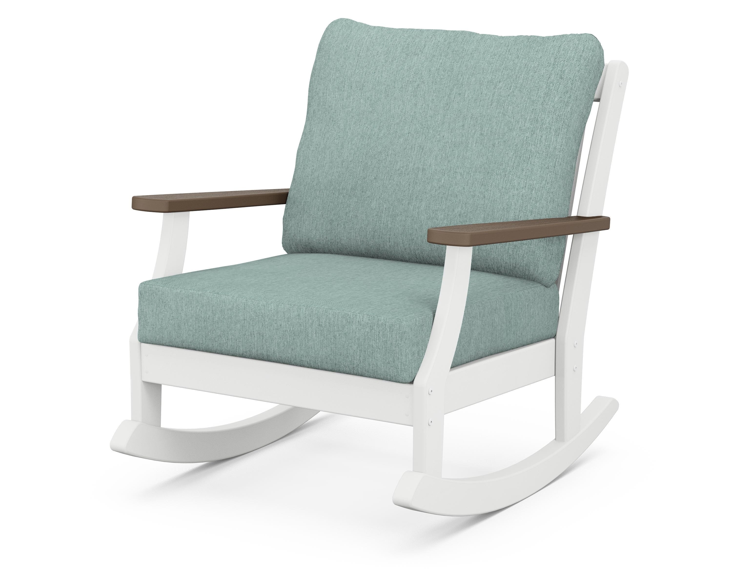 POLYWOOD® Braxton Deep Seating Rocking Chair in White / Kona / Glacier Spa