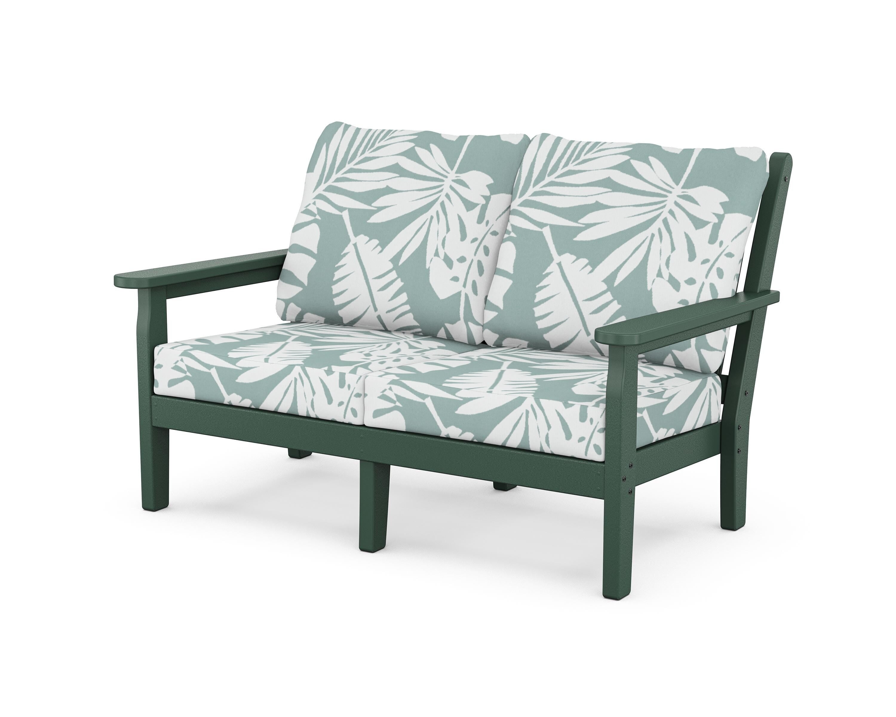 POLYWOOD® Chippendale Deep Seating Loveseat in Green / Leaf Glacier Spa
