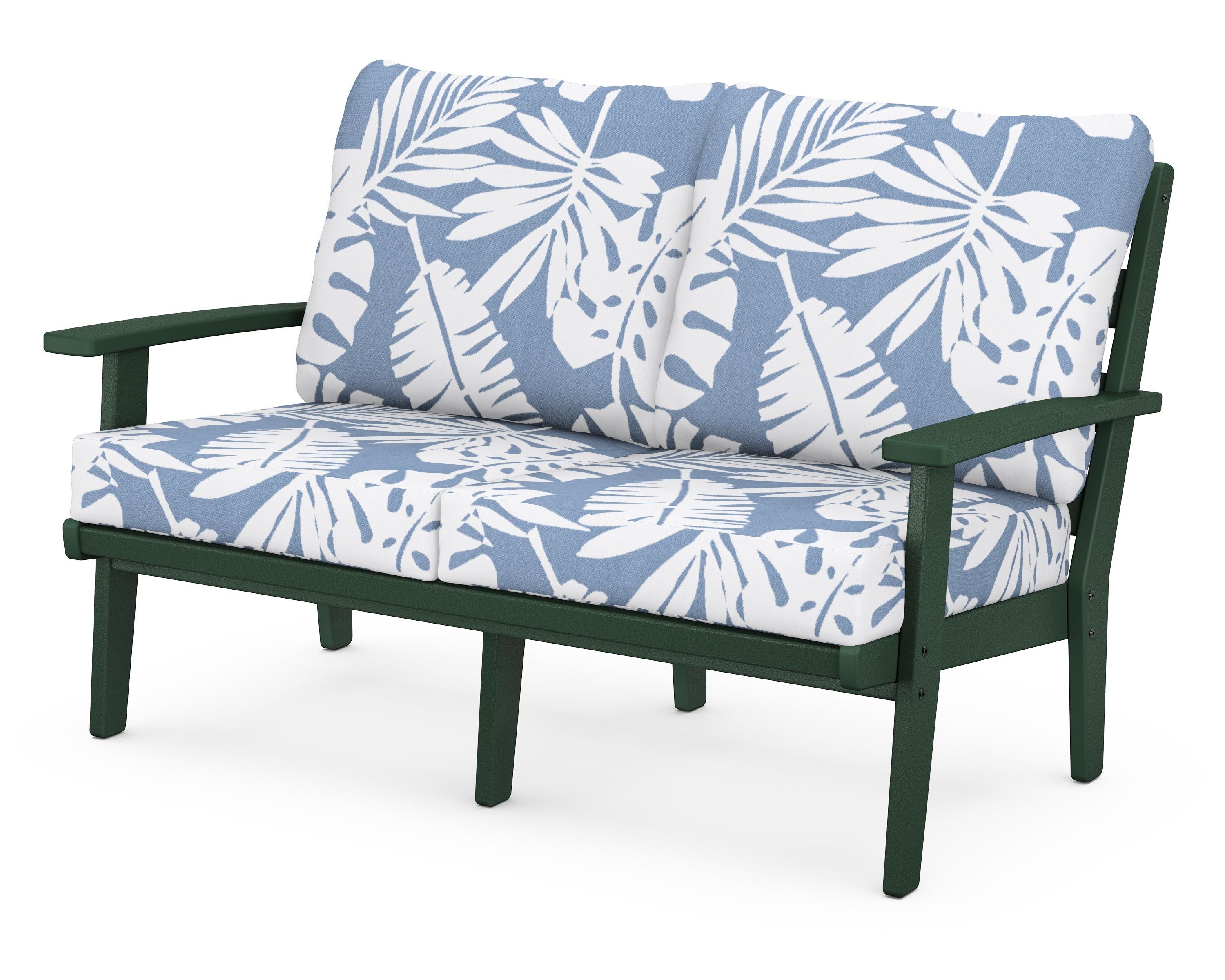 POLYWOOD® Grant Park Deep Seating Loveseat in Green / Leaf Sky Blue