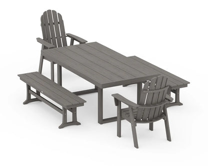 Vineyard Adirondack 5-Piece Dining Set with Benches