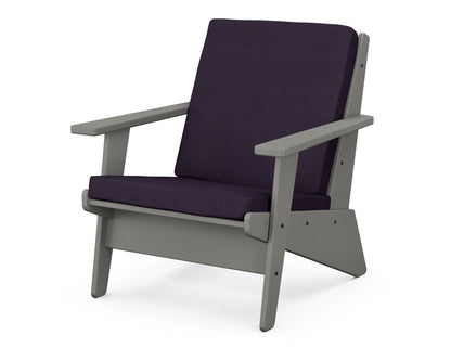 POLYWOOD® Riviera Modern Lounge Chair in Slate Grey / Navy Linen