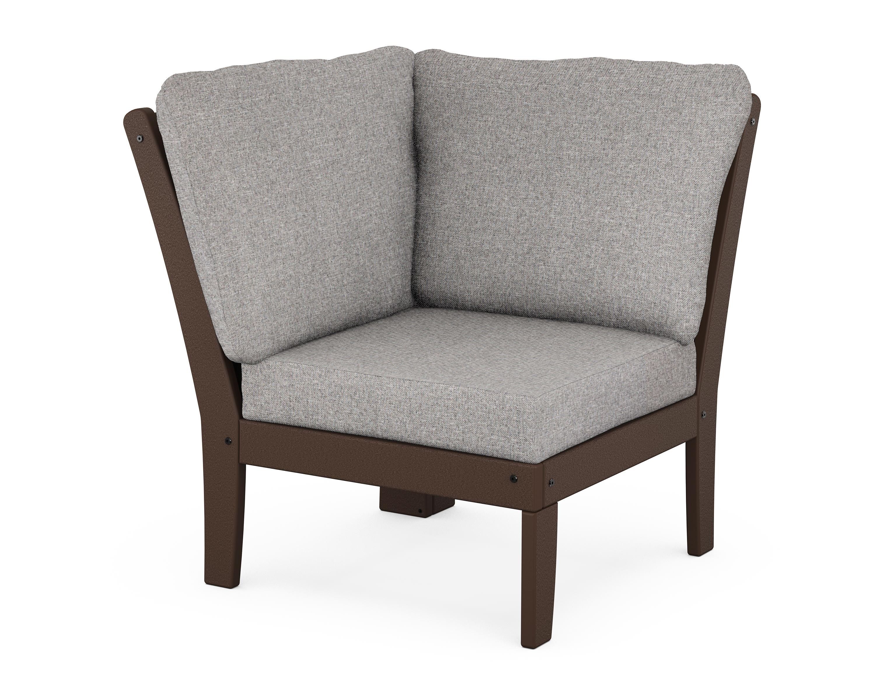 POLYWOOD® Braxton Modular Corner Chair in Mahogany / Grey Mist