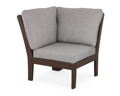 POLYWOOD® Braxton Modular Corner Chair in Mahogany / Grey Mist