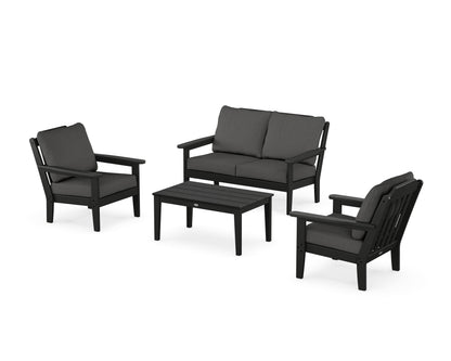 Country Living Cottage 4-Piece Deep Seating Set with Loveseat in Black / Spectrum Carbon