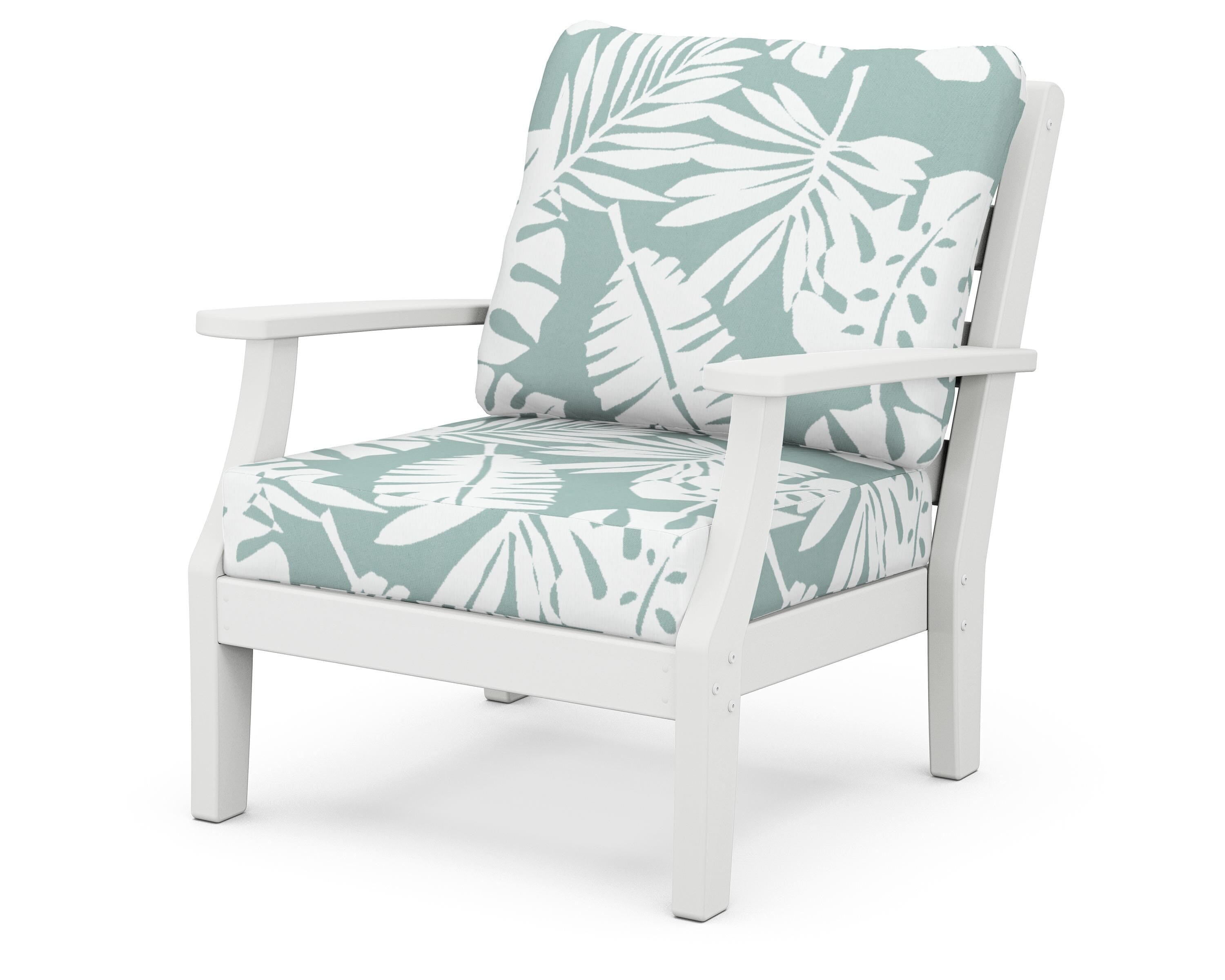 POLYWOOD® Chesapeake Deep Seating Chair in White / Leaf Glacier Spa