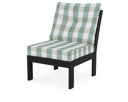 POLYWOOD® Vineyard Modular Armless Chair in Black / Buffalo Plaid Glacier Spa