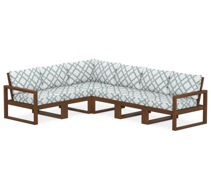 POLYWOOD® EDGE 6-Piece Modular Deep Seating Set in Teak / Trellis Glacier Spa