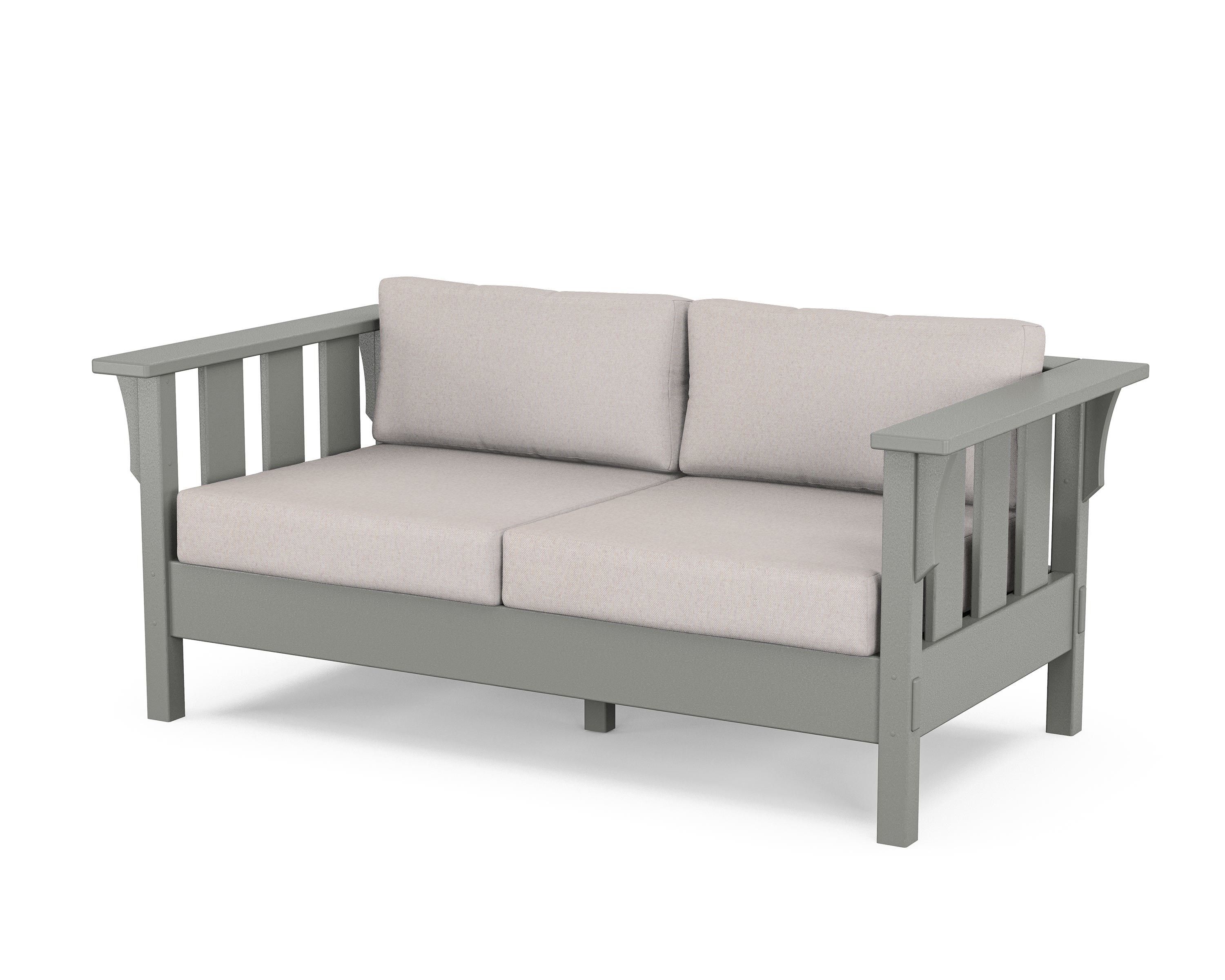 Martha Stewart by POLYWOOD® Acadia Deep Seating Loveseat in Slate Grey / Dune Burlap