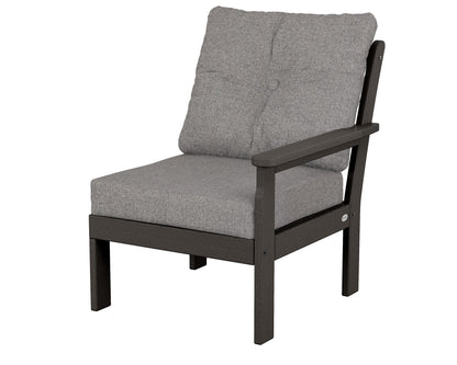 POLYWOOD® Vineyard Modular Right Arm Chair in Vintage Coffee / Grey Mist