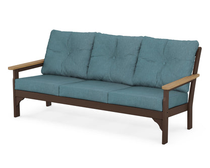 POLYWOOD® Vineyard Deep Seating Sofa in Mahogany / Natural / Ocean Teal
