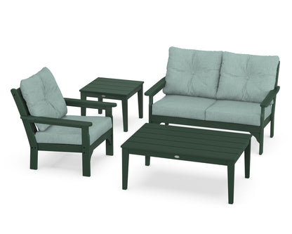 POLYWOOD® Vineyard 4-Piece Deep Seating Set in Green / Glacier Spa