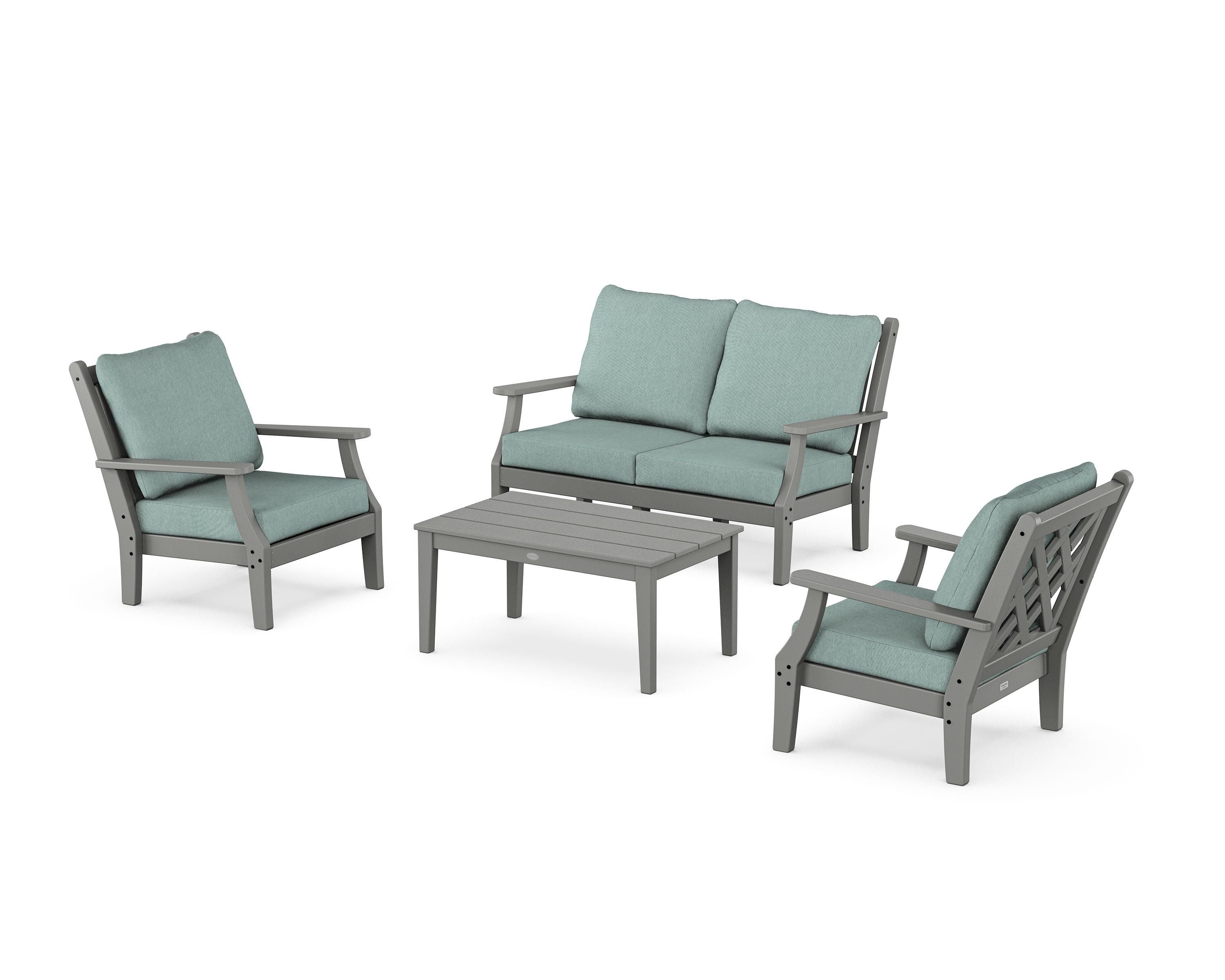 Country Living Wovendale 4-Piece Deep Seating Set with Loveseat in Slate Grey / Glacier Spa