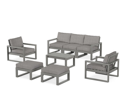 POLYWOOD® EDGE Sectional 8-Piece Lounge Sofa Set in Slate Grey / Grey Mist